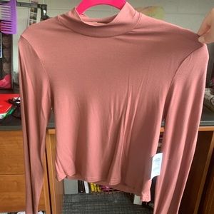 Mauve cropped mock neck long sleeve